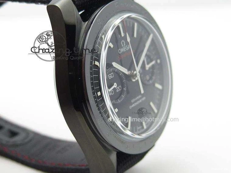 0817 DailyWear Speedmaster Professional Chronometer PVD Black Dial On Black Leather Strap A 8259